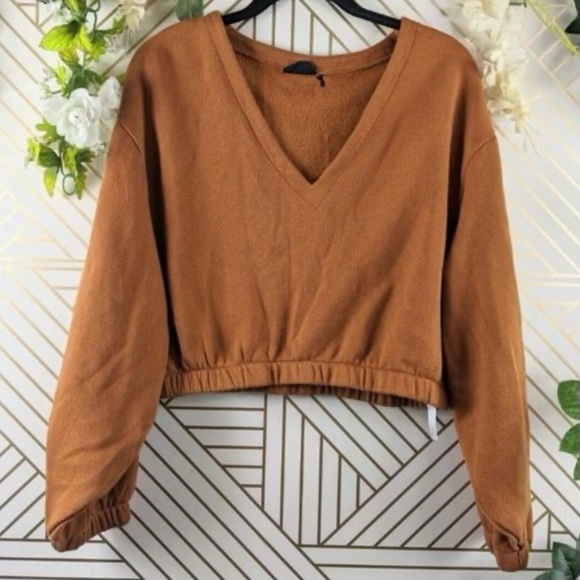 Urban Outfitters Out from Under Cropped Sweatshirt Burnt Orange - Picture 1 of 5